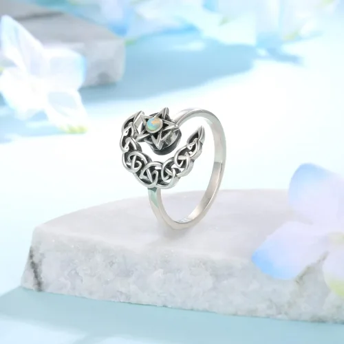 Miniatura 4 de Fidget Spinner Anxiety Rings for Women: Sterling Silver Lotus Moon Star Sunflower Ring Stress Relieving Calm Ring Jewelry Gifts for Daughter