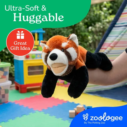 Miniatura 6 de The Petting Zoo Marioneta de mano de panda rojo, regalo para niños, animales de marioneta, panda rojo, juguete de peluche interactivo de 16 pulgadas