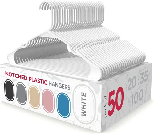 Miniatura 11 de Sharpty - Perchas de plástico, paquete de 35, delgadas, ahorran espacio, resistentes, color blanco