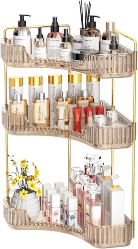 Miniatura 11 de GTI Organizador de 2 niveles para encimera de baño, organizador de esquina multifunción para encimera de baño, organizador de maquillaje y perfume