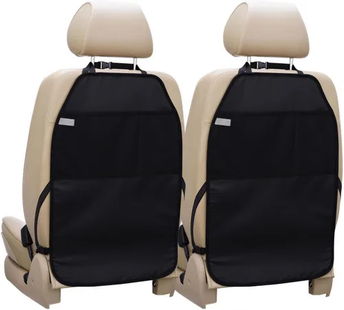 Viaviat Protector de asiento de automóvil grande, paquete de 2 fundas duraderas resistentes al agua para respaldo de asiento de automóvil con 2 Negro
