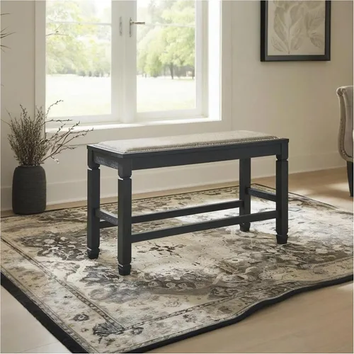 Miniatura 2 de Signature Design by Ashley Tyler Creek Urban Farmhouse - Banco de comedor tapizado con altura de mostrador, casi negro