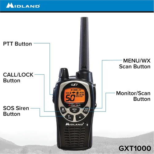 Miniatura 2 de Midland GXT1000VP4 Radio bidireccional GMRS de 50 canales – Walkie Talkie de hasta 36 millas – Negro/Plata (paquete de 4)
