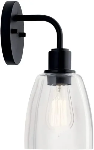 Miniatura 3 de Kichler Meller de 11 pulgadas, lámpara de pared de 1 foco con vidrio transparente en negro