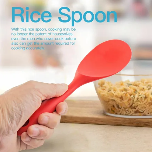 Miniatura 2 de Vonty Cuchara de silicona antiadherente resistente al calor para paletas de arroz de 8.8 pulgadas, color rojo