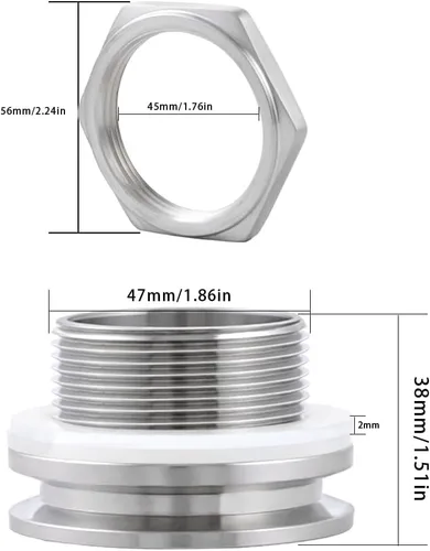 Miniatura 2 de 2" tri accesorios de compresión del mamparo de la abrazadera, tabique sin soldadura de la caldera casera del acero inoxidable 304