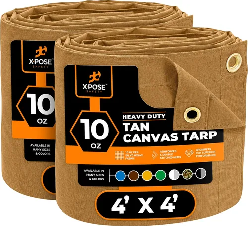 Miniatura 54 de Xpose Safety Lona de Lona - Lonas de Lona Verde de 10oz Resistentes al Agua con Ojales de Latón - Lona Multiusos para Exteriores para Campamento