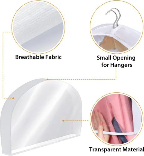 Miniatura 4 de Fundas para Hombros para Colgar Ropa (Juego de 10) Fundas Transpirables Antipolvo para Prendas Protectores de Ropa para Closet con Fuelle de 2