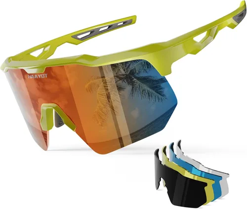 Miniatura 10 de HAAYOT Gafas de sol deportivas polarizadas para hombres y mujeres, jóvenes, béisbol, ciclismo, correr, softbol, ciclismo, 5 lentes