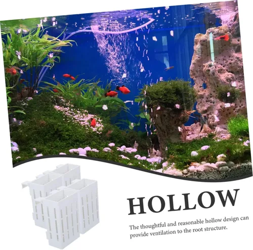 Miniatura 2 de FOMIYES Cesta colgante para plantas, 4 piezas, soporte para plantas de acuario, decoración de pecera, soporte para plantas de acuario con gancho