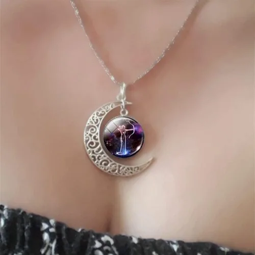 Miniatura 2 de 12 collares de constelación del zodíaco, pulsera de horóscopo de astrología, luna creciente collar para mujeres y hombres, joyería de regalo
