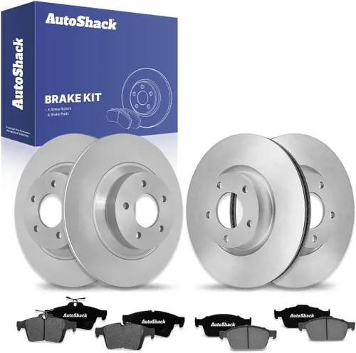 AutoShack Rotores de freno con pastillas de freno delanteras y traseras Rotor de freno y pastillas de repuesto para Mazda 5 2.3L 2.5L FWD