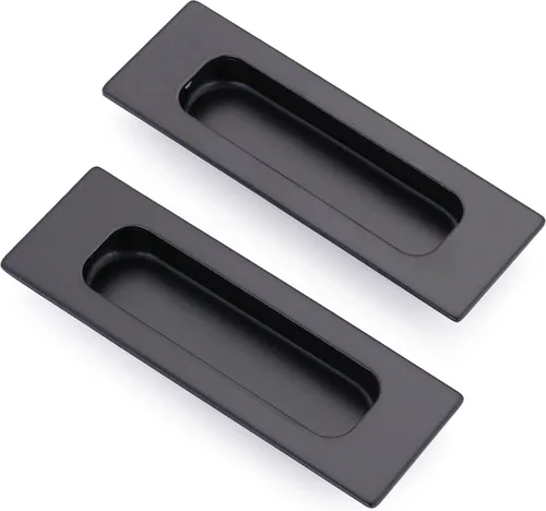Miniatura 8 de Lpraer Paquete de 2 tiradores empotrados rectangulares para puertas correderas de 4.75 x 1.6 pulgadas, níquel cepillado, acero inoxidable