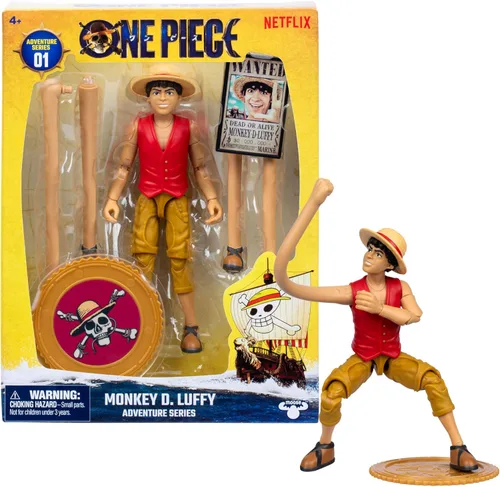 Figura de acción de One Piece Monkey D. Luffy, 6 pulgadas (5.9 in) con 6 accesorios, incluye brazos y piernas intercambiables, póster deseado y base