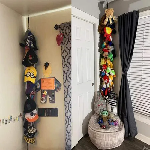 Miniatura 5 de Organizador de tapas de cadena de almacenamiento, soporte para gorras, sistema de gorras, organizador de gorras de béisbol con 20 clips de acero