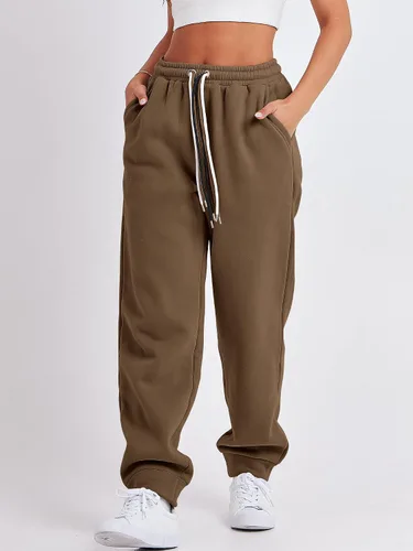 Miniatura 8 de ANRABESS Pantalones deportivos holgados de forro polar de cintura alta para mujer, pantalones deportivos Y2K para adolescentes y niñas