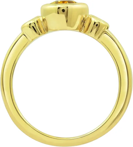 Miniatura 2 de Tienda Collection Gold Plated Sterling Silver Round-Shaped Amethyst and Infinite Elements Cubic Zirconia Textured Finish Ring