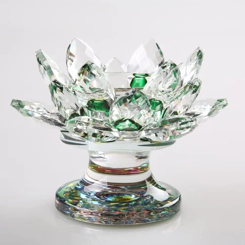 Miniatura 7 de Portavelas de loto de cristal, portavelas de flor de loto, soporte para velas votivas de pétalos de loto con base de cristal, candelabro de loto