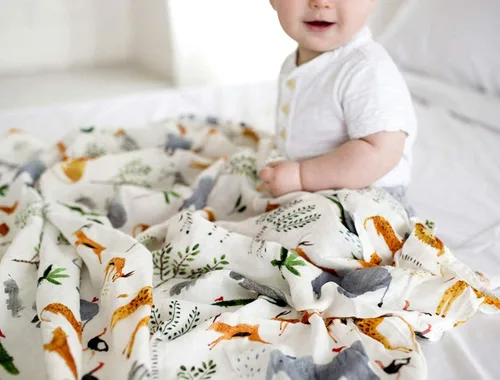 Miniatura 8 de Loulou Lollipop – Manta suave de muselina para bebé, manta de recepción premium, manta envolvente para bebe de 47" x 47" para niñas y niños Safari