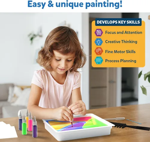 Miniatura 5 de Skillmatics Kit de pintura mágica de mármol para niños, actividades de arte y manualidades para niñas y niños, kit de mármol de agua, kits
