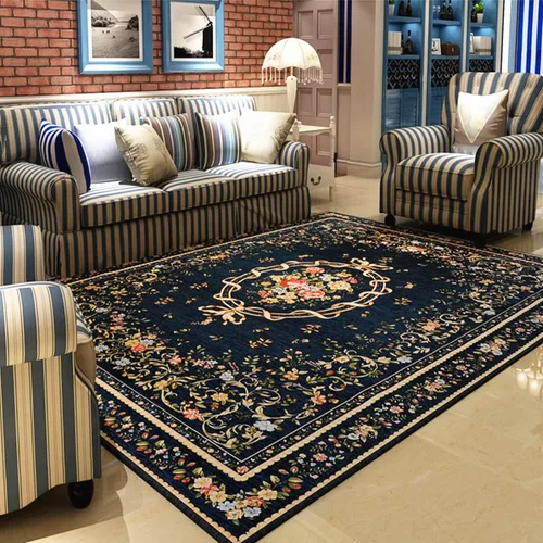 Miniatura 64 de Ukeler - Alfombra rústica con diseño floral para sala, dormitorio, comedor, Country rústico, Azul (luxury blue)