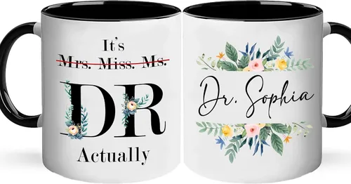 Miniatura 9 de A62227 - Taza de regalo de graduación personalizada con datos nutricionales de doctorado, nombre personalizado y año para mujeres, regalos de nuevo