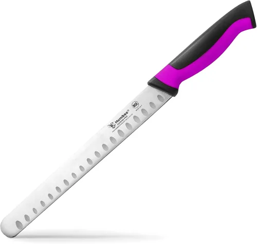 Miniatura 26 de Cuchillo de chef de 8 pulgadas con borde Granton para rebanar jamón y carne de pavo Certificado NSF Hoja de acero inoxidable alemán Mango