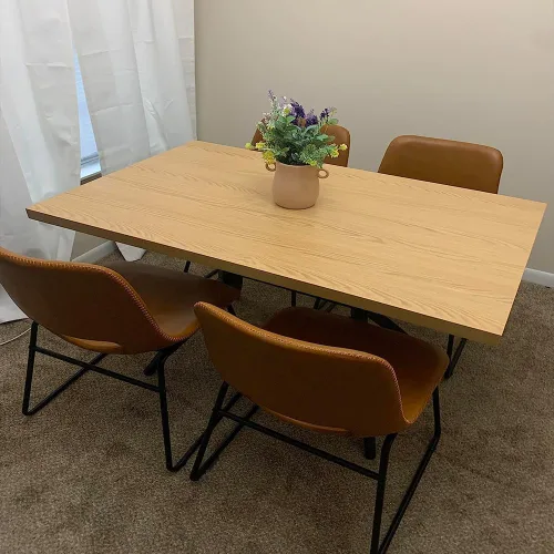 Miniatura 2 de Mesa de comedor de 48 x 30 pulgadas para 4-6 personas, mesa de cocina de madera con mesa de 1.5 pulgadas de grosor y patas de metal sólido, mesa