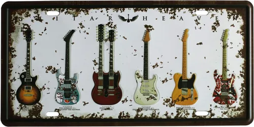 SUMIK Letrero de metal con música de guitarra y rock, póster de arte vintage, decoración de pared para dormitorio, guarida, hogar, bar, decoración