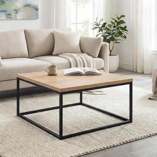Miniatura 8 de CENSI - Mesa de centro cuadrada de roble natural de 30 pulgadas Extra Thick 1.2" Honey-comb Wood Top, Minimalist Modern Industrial, Cocktail
