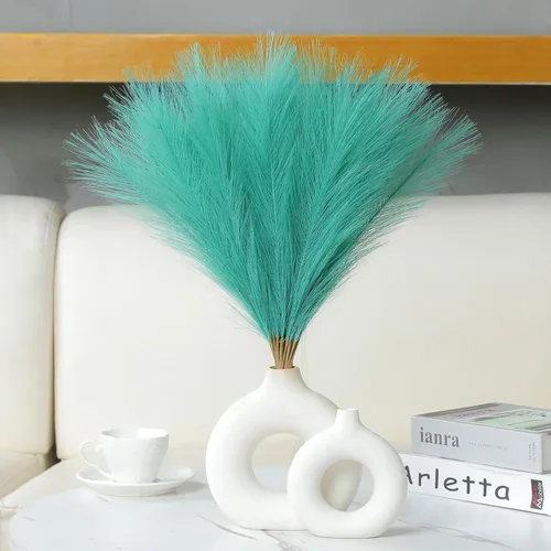 Miniatura 39 de Ureymx Hierba de Pampas Artificial Decorativa 17.7 Pulgadas 30pcs, Arreglo Floral de Hierba de Pampas y Relleno de Jarrón Hierba de Pampas Azul