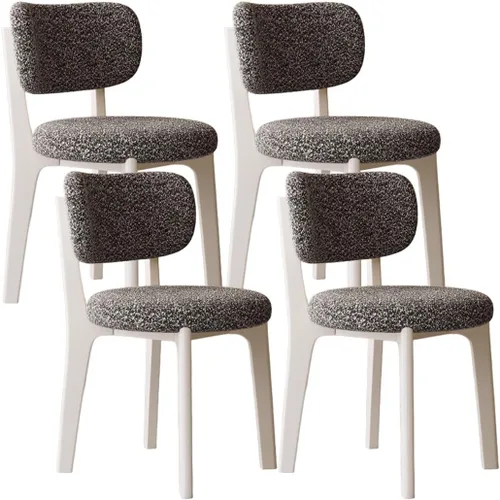 Miniatura 11 de YVYKFZD Solid Wood Dining Chairs, Fabric Dining Room Chair Set of 2/4/6, Upholstered Kitchen Chairs with Curved Backrest, Armless Living Room Chair