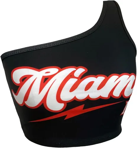Miniatura 4 de Lojobands Camiseta sin mangas de un hombro para mujer, para portón trasero, talla única Miami University Redhawks - Negro
