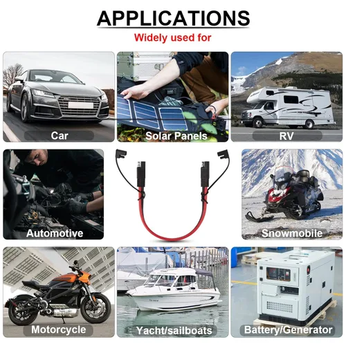 Miniatura 7 de iGreely Cable de Extensión SAE 10AWG SAE a SAE Arnés de Cables de Desconexión Rápida Conector SAE para Panel Solar Cargador de Batería Motocicleta