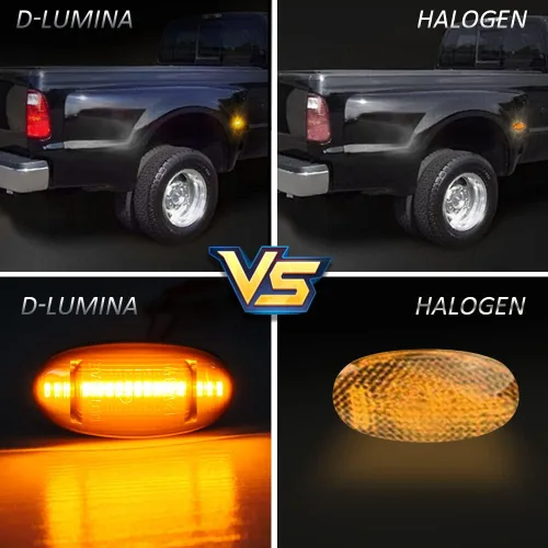 Miniatura 8 de D-Lumina Juego de 4 luces LED laterales ámbar y rojo para Fo-rd F250 F350 F450 F550 Super Duty 2011-2022 marcadores laterales de guardabarros