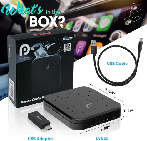 Miniatura 8 de Pyle Caja inalámbrica Carplay iA, 4GB RAM 64GB ROM, 2.4GHz, 5GHz Dual Band WiFi BT Octa Core 64Bits D, 4K Full HD, H.265, USB3.0 Android Box