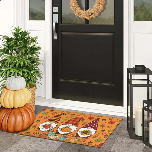 Miniatura 8 de Fall Door Mat Outdoor, Autumn Pumpkin Welcome Mat Fall Decorations Non-Slip Thanksgiving Doormat Low Profile for Home Indoor Outdoor Decor