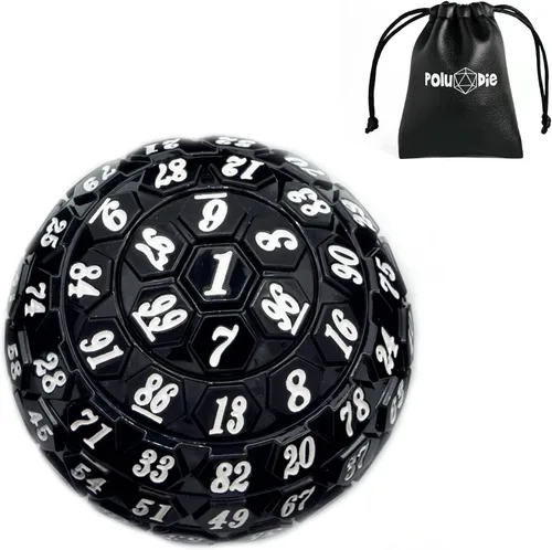 Miniatura 16 de Dados poliédricos de 100 caras, dados de juego individuales D100, cubo de 100 lados con bolsa negra, dado D100 de 1.890 in