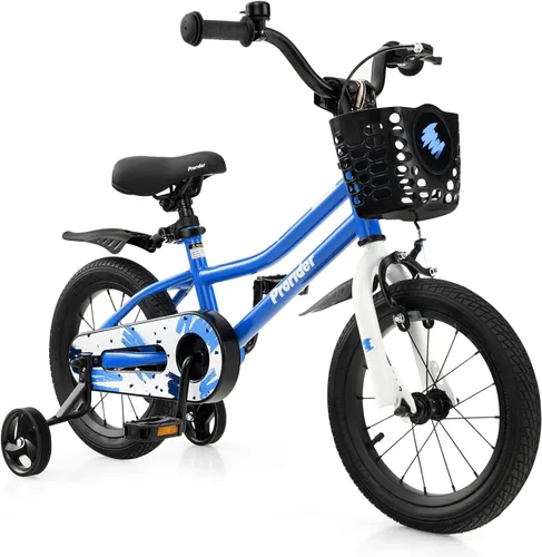 Miniatura 16 de COSTWAY Bicicleta para niños, 12, 14, 16, 18 pulgadas, para niños y niñas de 3 a 8 años, bicicleta para niños con ruedas de entrenamiento