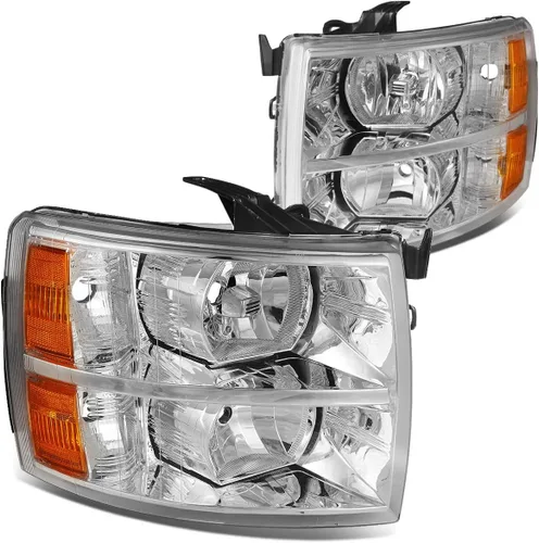 Miniatura 12 de DNA MOTORING HL-HPL-CSIL07-G2-CH-AM - Faro delantero de doble proyector LED DRL compatible con Chevy Silverado 2007-2014, cromo/ámbar