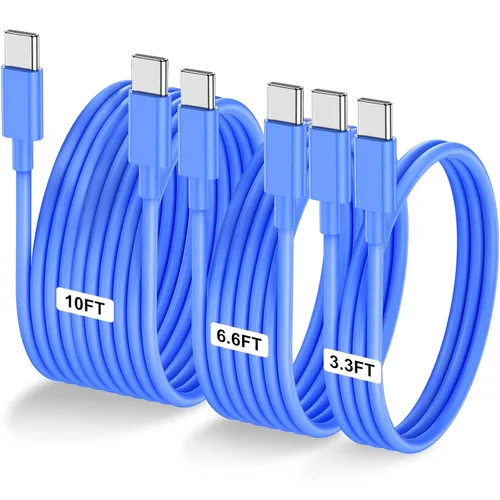 Miniatura 11 de Paquete de 2 cables USB C a USB C de 10 pies y 60 W, cable tipo C a tipo C, cable de carga rápida para iPhone Air 17 16e 16 15 Pro Plus Pro Max