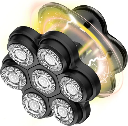 Miniatura 9 de Cabezales de repuesto universales para afeitadora de cabeza magnética, 7 cuchillas, cuchillas de repuesto para hombres calvos, compatibles