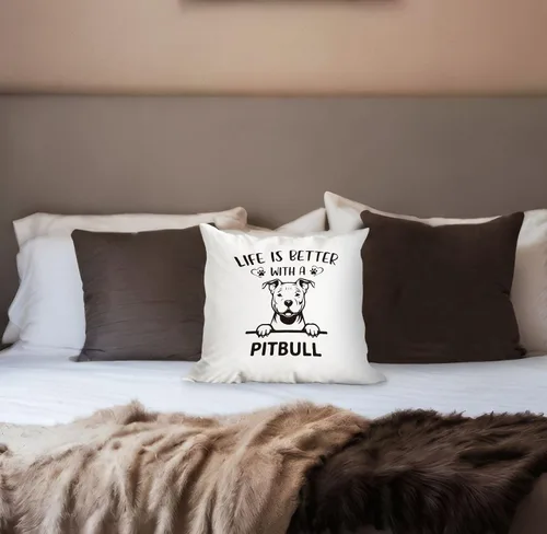 Miniatura 2 de huester Pitbull - Regalos para perros para decoración de habitación de mujeres, fundas de almohada de 18 x 18 pulgadas, Life is Better with a