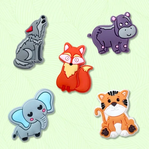 Miniatura 4 de Hedbitoyo 20 35 dijes de decoración de zapatos de animales de la selva para decoración de zuecos, animales de safari, sandalias, accesorios