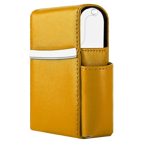 Miniatura 24 de Caja de cigarrillos deslizante de piel sintética con soporte para encendedor y trabilla para cinturón para hombres y mujeres, unisex