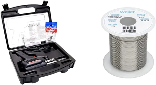 Weller D550PK - Kit de pistola de soldadura profesional de 260 vatios/200 W con tres puntas y soldadura en estuche de transporte con alambre de
