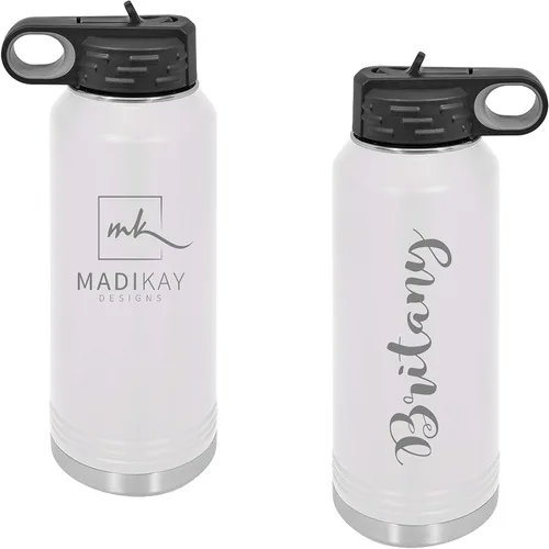 Miniatura 5 de Madi Kay Designs Botella de agua personalizada grabada con láser, acero inoxidable 18/8 aislado, doble pared, cobre aislado al vacío, elige entre 12