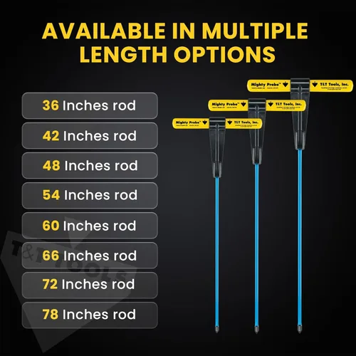 Miniatura 5 de T&T Tools Mighty Probe - Sonda de suelo de metal aislada, 48 pulgadas de largo, con varilla redonda de metal de 3/8 pulgadas, paquete de seis