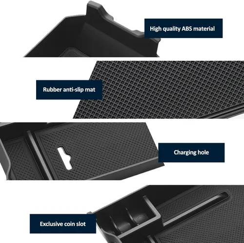Miniatura 5 de Caja de almacenamiento para apoyabrazos central Compatible con Mercedes Benz Clase C W205 Organizador de consola central 2015-2021, para GLC W253