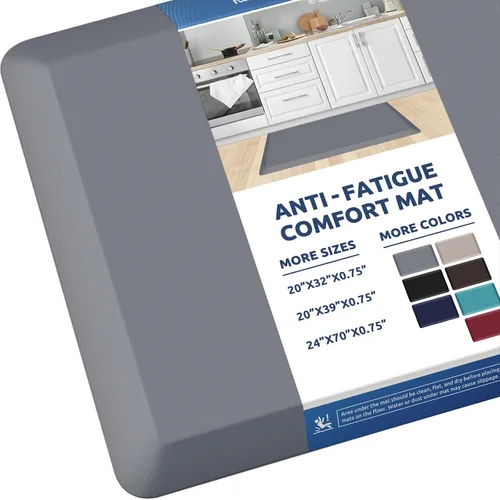 Miniatura 26 de KitchenClouds Alfombra de cocina acolchada anti fatiga, 17.3 x 60 pulgadas, impermeable, antideslizante, tapete de escritorio cómodo, para cocina